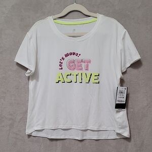 ID Ideology Big Girls Get Active Crop Short Sleeve T-shirt White Size L